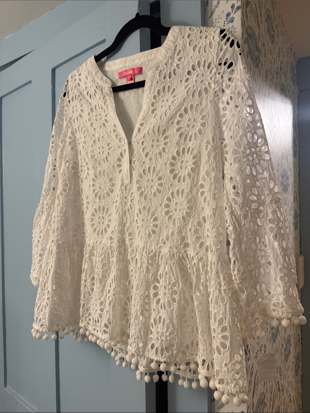 Lilly Pulitzer White Eyelet Tunic with Pom-Pom Trim - Picture 4 of 6